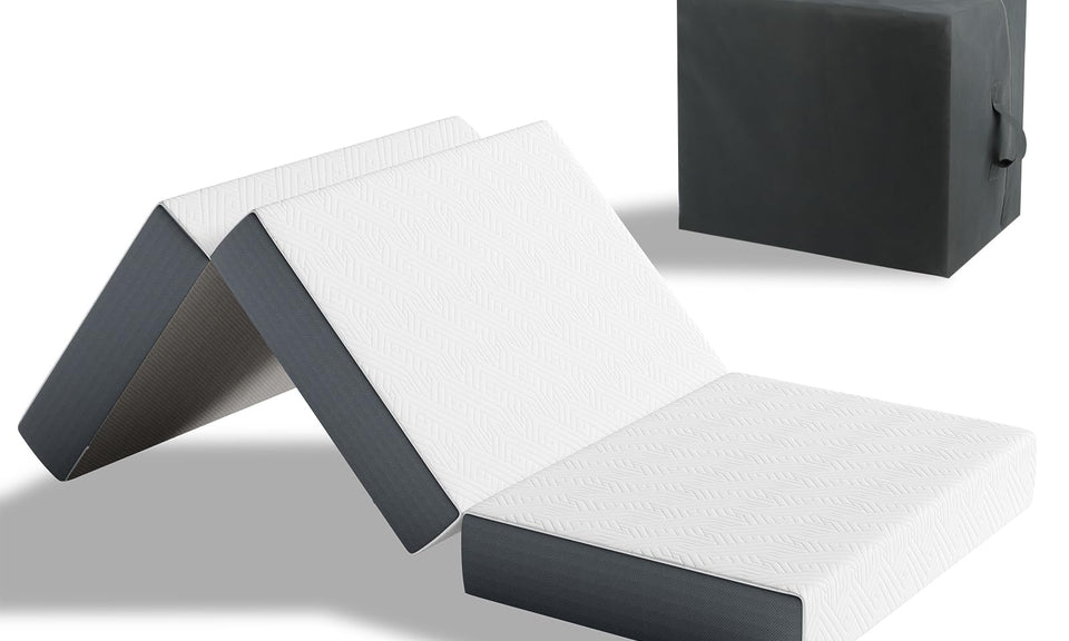 Vesgantti Matelas Pliant 15cm Matelas Pliable Mousse à Mémoire de Forme en Gel, Matelas Pliant de Sol pour Voiture, Camping, Voyage,Lit d'appoint avec Sac de Rangement