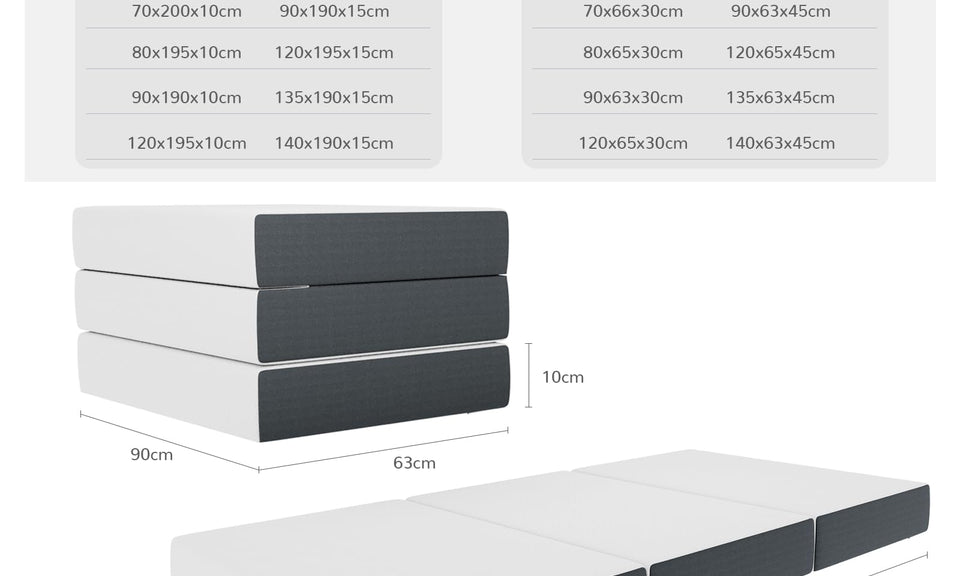 Vesgantti Matelas Pliable Matelas Pliant Mousse à Mémoire de Forme en Gel, Matelas Pliant de Sol pour Voiture, Camping, Voyage,Lit d'appoint avec Sac de Rangement