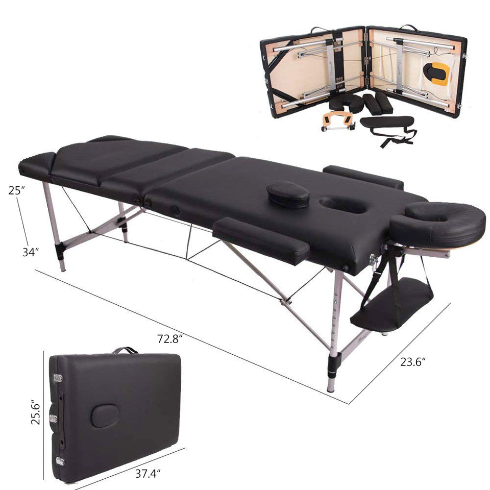 Vesgantti Table de Massage Pliante Portable Aluminium 3 Zones Lit Esth